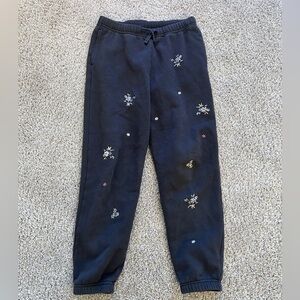 Abercrombie Kids Floral Embroidered Joggers - Navy